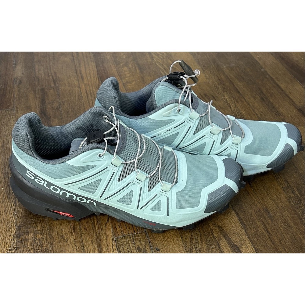 Women's Salomon Speedcross 5 trail running shoes Green Mesh Upper Quick Lace 8 T - Picture 3 of 10